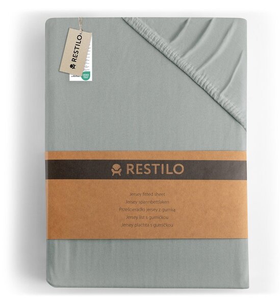 Cearceaf gri deschis din jerseu cu elastic 120x200 cm Amber – Restilo