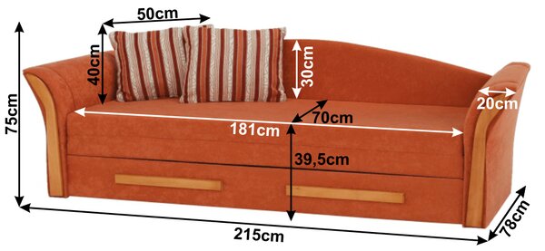 Canapea trei locuri Patryce Alova portocaliu. 772581