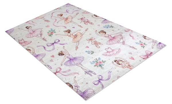 BAMBINO 61600 covor lavabil Balerina, pentru copii anti-alunecare - cremă / roz