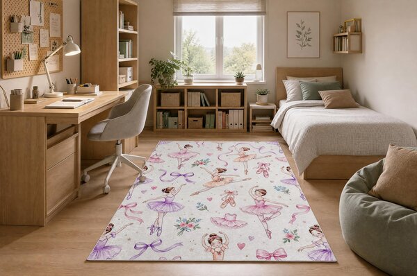 BAMBINO 61600 covor lavabil Balerina, pentru copii anti-alunecare - cremă / roz