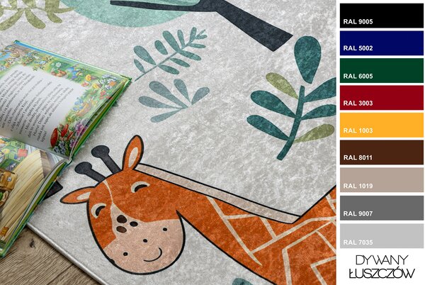 BAMBINO 61570 covor lavabil Animale, Africa pentru copii anti-alunecare - cremă / verde