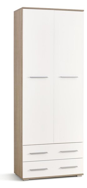 Raft Cirveso 107, Alb lucios, Stejar Sonoma, PAL laminat, 200x77x40cm, 61 kg