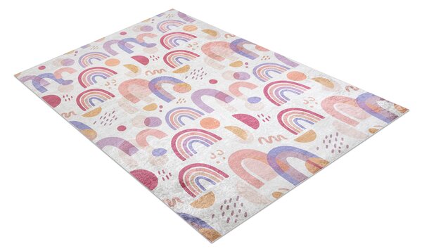 BAMBINO 61480 covor lavabil Curcubeu, puncte pentru copii anti-alunecare - cremă / roz