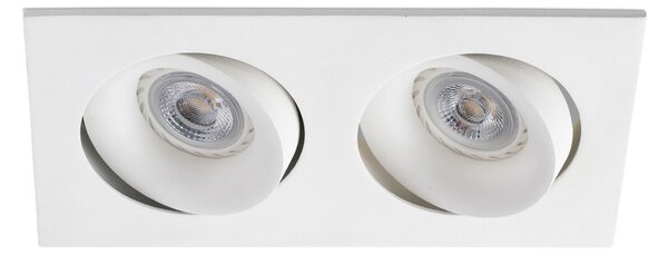 Argon 2xGU10/MR16 /LED - Spot încastrat alb rectangular din aluminiu cu 2 surse de lumină