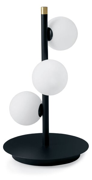 Pomi III - Lampă de masă neagră cu 3 globuri din sticlă