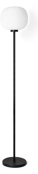 Bambo - Lampă de podea neagră cu abajur alb din sticlă
