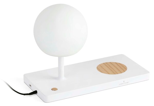 Niko - Veioză albă cu încarcare wireless pentru smartphone