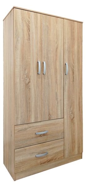 Dulap haine cu 3 usi si sertare Lego Natural 90x42x180 cm