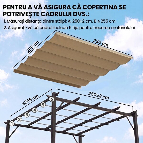 Outsunny Tettuccio di Ricambio per Gazebo 3x3 m con 10 Fori di Drenaggio Grigio | Aosom Romania