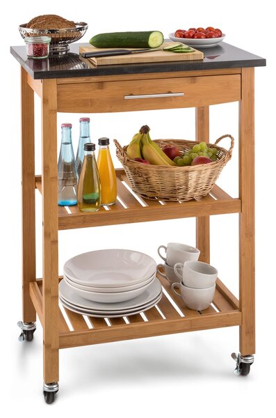 Klarstein Tennessee, cărucior de servire, cărucior de bucătărie, 4 niveluri, lemn, granit, mobil