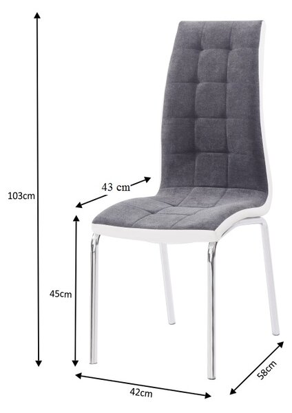 Scaun de sufragerie Gernada new (gri închis + alb). 772789