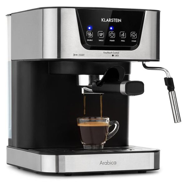 Klarstein Arabica, aparat de cafea espresso,1050 W, 15 bar, 1,5 l, panou de control tactil, oțel inoxidabil