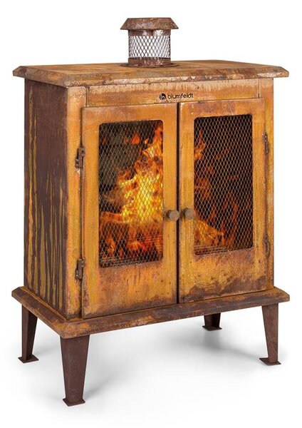Blumfeldt Flame Locker, vatră, șemineu de grădină vintage, 58 x 30 cm, oțel, aspect ruginit