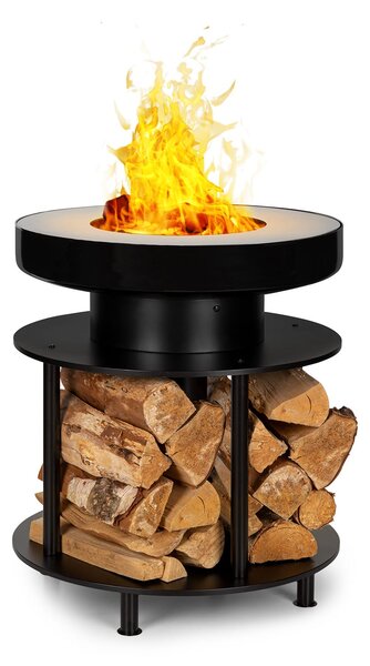 Blumfeldt Wood Stock, vatră 2 în 1, grătar BBQ, Ø56cm, oțel inoxidabil, neagră