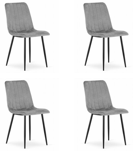 Set 4 Scaune Bucatarie/Dining Gabe Catifea Gri Deschis