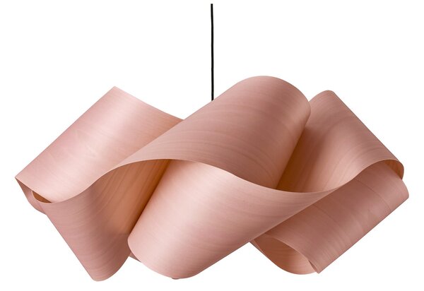 LZF LAMPS lampă suspendată Swirl, roz deschis/culoarea nichelului, Ø 54 cm, lemn, reglabil, Roz / Rosé, Camera de zi / sufragerie, Lemn, Design