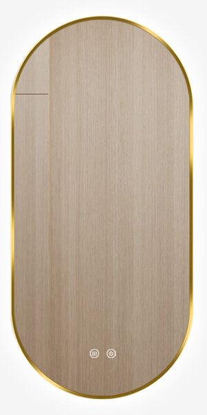 Oglindă LED Touch Premium, Dezaburire, Rama Auriu, 3 Tipuri Lumină 50/100 cm