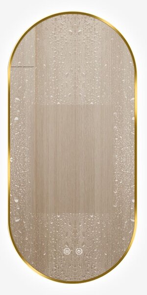 Oglindă LED Touch Premium, Dezaburire, Rama Auriu, 3 Tipuri Lumină 50/100 cm