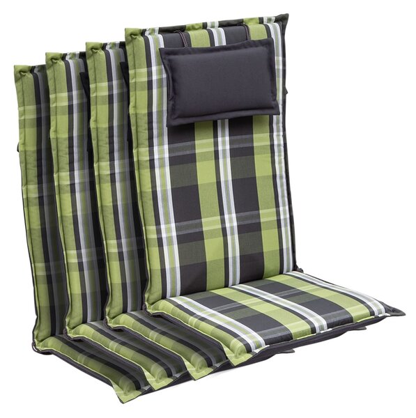Blumfeldt Donau, pernă, pernă pentru scaun, spătar înalt, pernă scaun de grădină, poliester, 50 × 120 × 6 cm, 4 × pernă