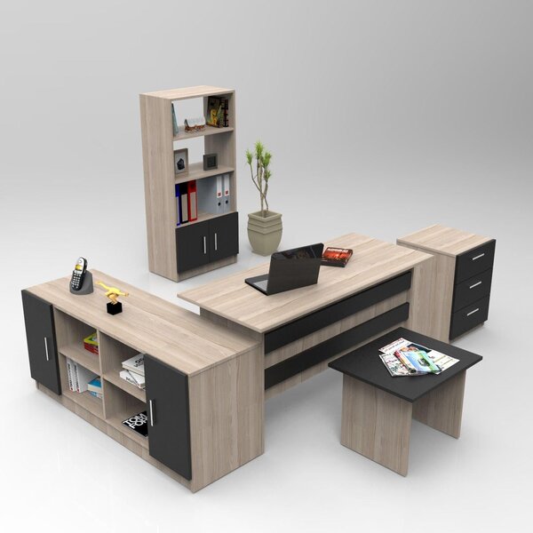 Set mobilier de birou Linta, 5 piese, 140x74x60 cm