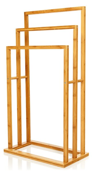Blumfeldt Suport pentru prosoape, 3 tije pentru prosoape, 42 x 80 x 24 cm, aspect multi nivelar, bambus