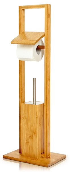 Blumfeldt Set accesorii baie, inclusiv perie de toaletă, 36 × 82 × 21 cm, rezistent la umiditate, bambus