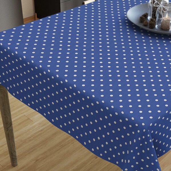 Goldea față de masă decorativă loneta - puncte albe pe albastru închis 40 x 40 cm