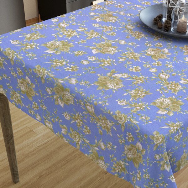 Goldea față de masă decorativă mestral - flori pe albastru 120 x 180 cm