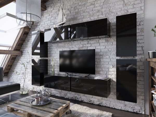 Mobilier living Melville (negru + negru lucios). 1007684