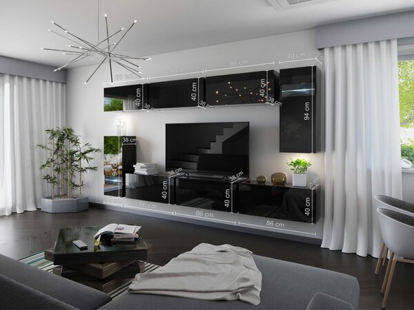 Mobilier living Marmara (negru + negru lucios). 1007686