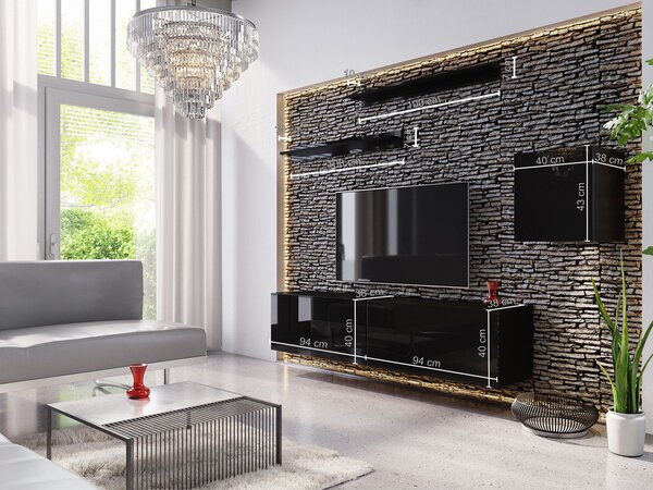 Mobilier living Dophia (alb + alb lucios). 1007707