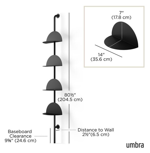 Sistem modular de rafturi negru din metal 27x203,5 cm Solis – Umbra