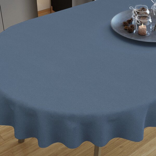 Goldea față de masă decorativă loneta - gri-albastru - ovală 140 x 180 cm