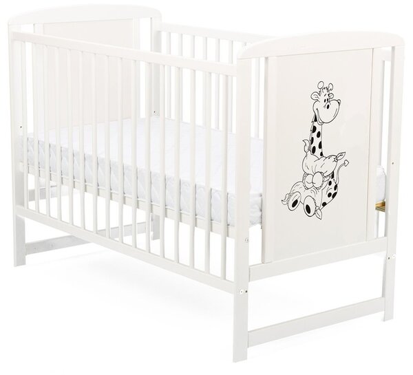Patut din lemn masiv 120x60 cm Bria alb, include protectie impermeabila si set lenjerie matlasata 5 piese Kidizi
