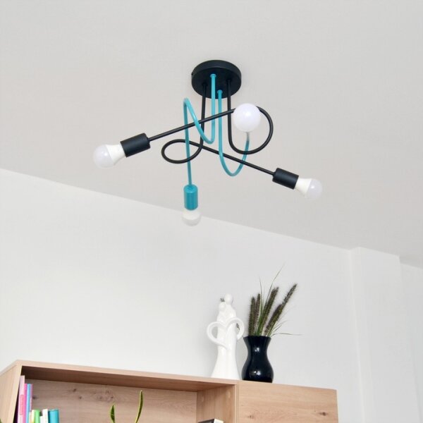 Lustră aplicată OXFORD 4xE27/15W/230V negru/turcoaz