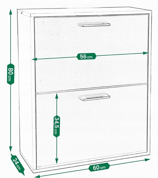 Dulap pentru pantofi din MDF - 81 x 24 x 60 cm