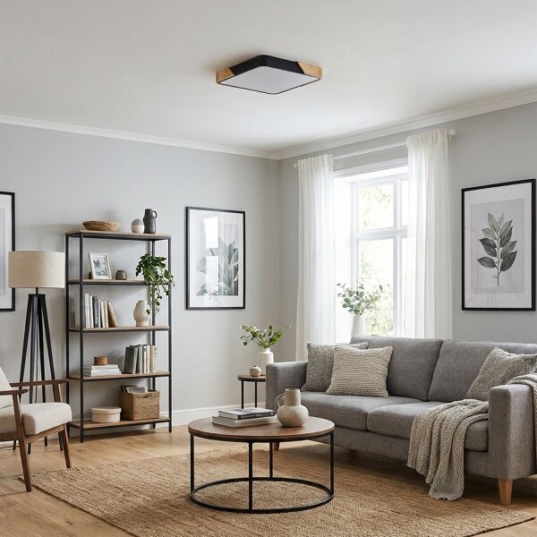 Brilagi - Corp de iluminat LED PILANA dimerizabil, 48W/230V, stejar/negru, 42x42 cm + telecomandă