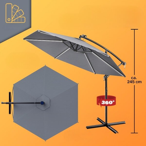 Deuba LED umbrelă de soare Mali Ø350 cm - antracit