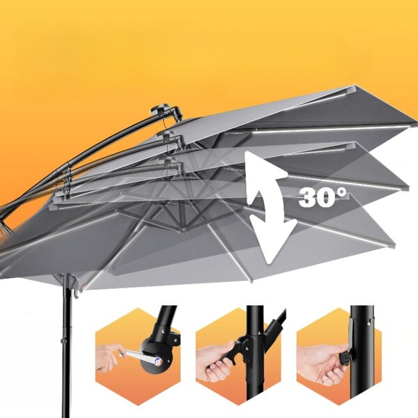 Deuba LED umbrelă de soare Mali Ø350 cm - antracit