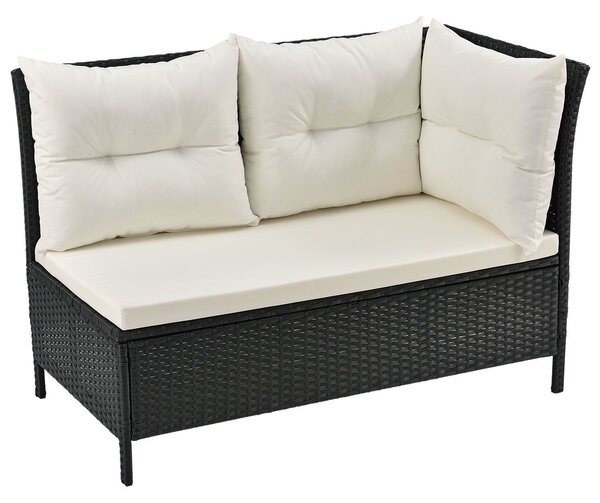 Juskys Set de grădină din ratan Manacor - negru/perne crem