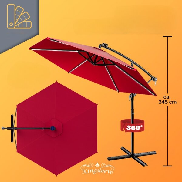 Deuba Umbrelă LED Mali Ø350 cm - roșie