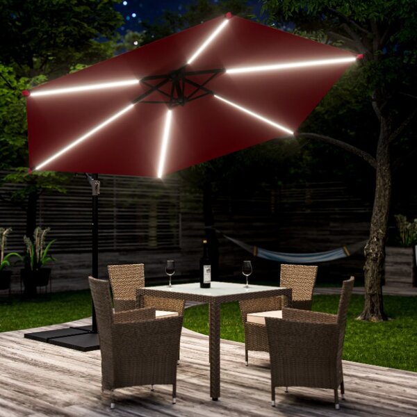 Deuba Umbrelă LED Mali Ø350 cm - roșie