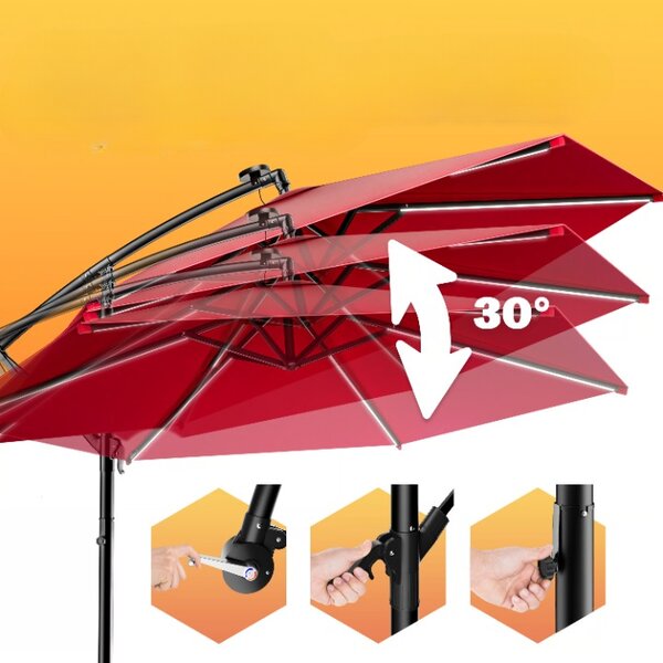 Deuba Umbrelă LED Mali Ø350 cm - roșie