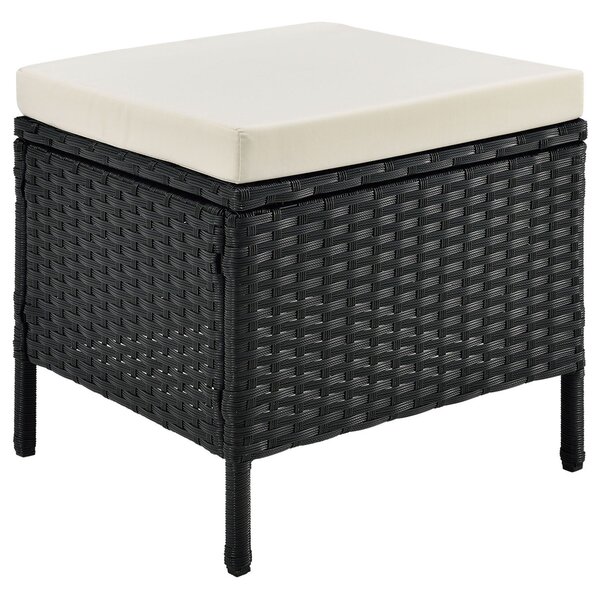 Juskys Set de grădină din ratan Manacor - negru/perne crem