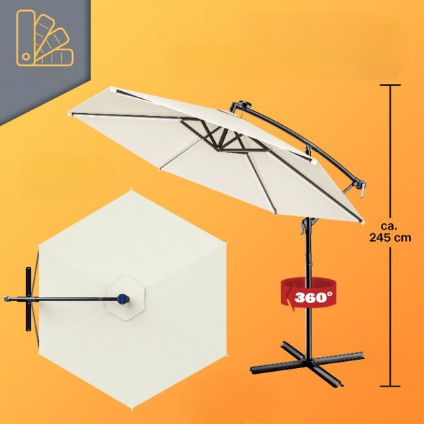 Deuba Umbrelă LED Mali Ø350 cm - crem