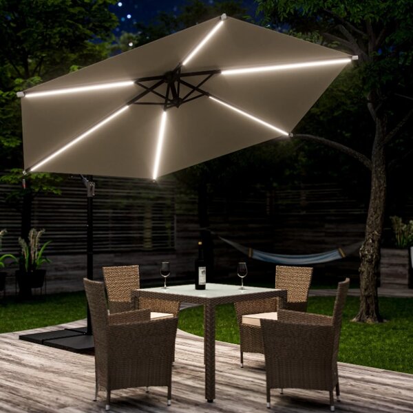 Deuba Umbrelă LED Mali Ø350 cm - crem