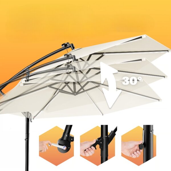 Deuba Umbrelă LED Mali Ø350 cm - crem