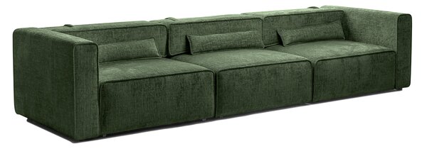 Canapea Extensibilă 5 locuri ZANETTO, cu 3 lăzi depozitare, 340x103x70 cm, Verde-Onyx