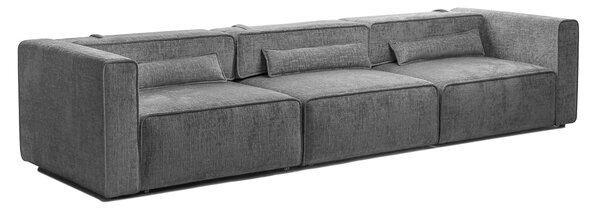 Canapea Extensibilă 5 locuri ZANETTO, cu 3 lăzi depozitare, 340x103x70 cm, Gri-Onyx