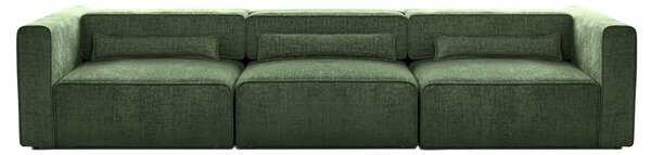 Canapea Extensibilă 5 locuri ZANETTO, cu 3 lăzi depozitare, 340x103x70 cm, Verde-Onyx